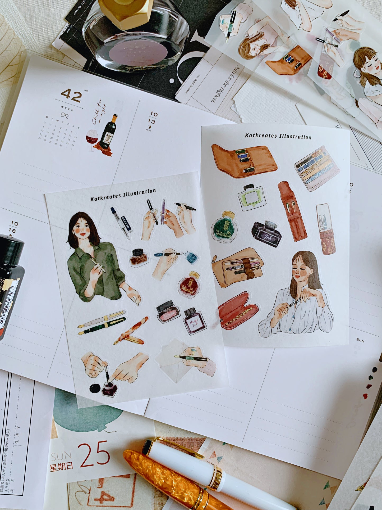 Fountain Pen Girl Sticker Sheet