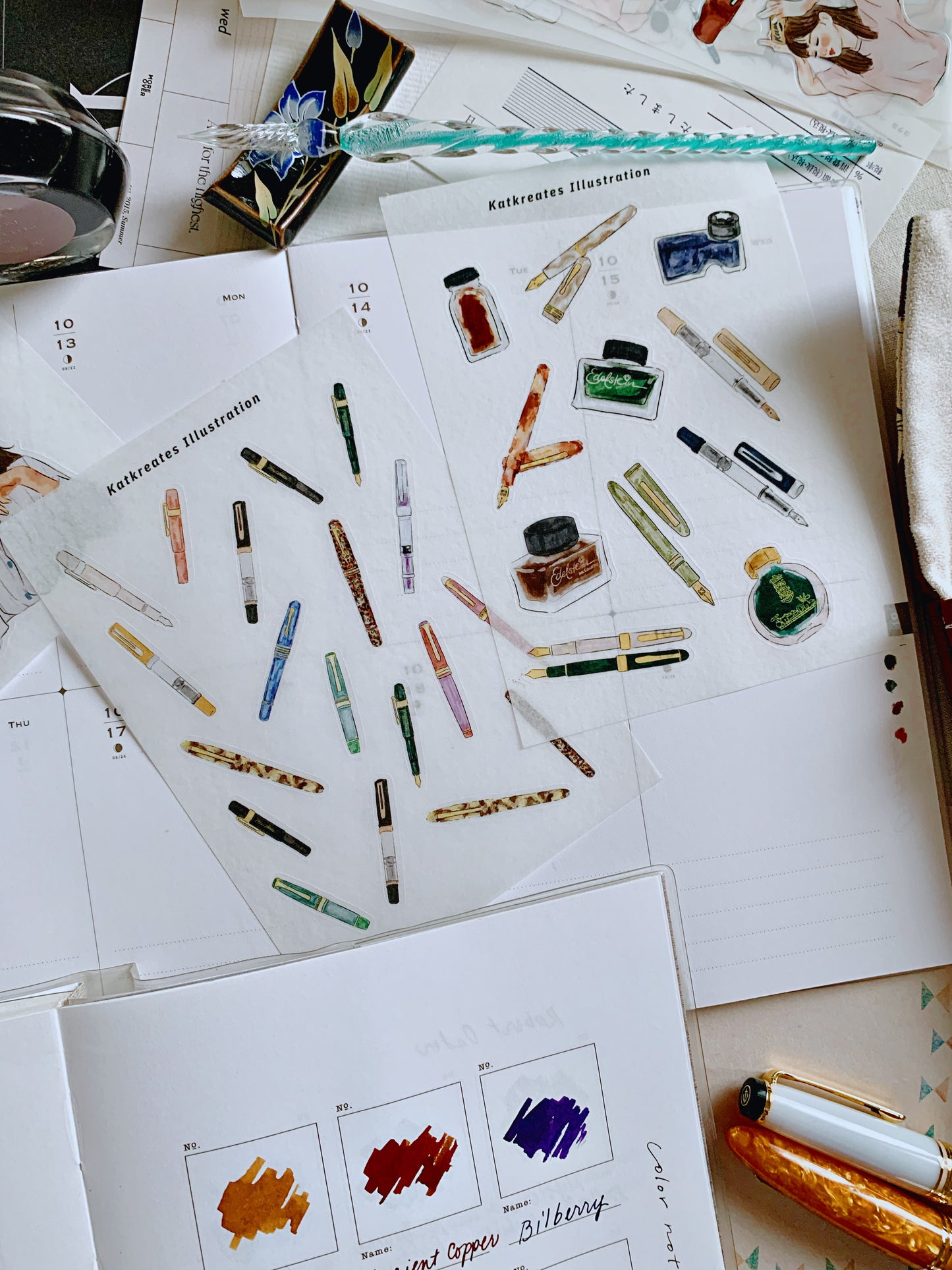 Inks and Fountain Pens Sticker Sheet