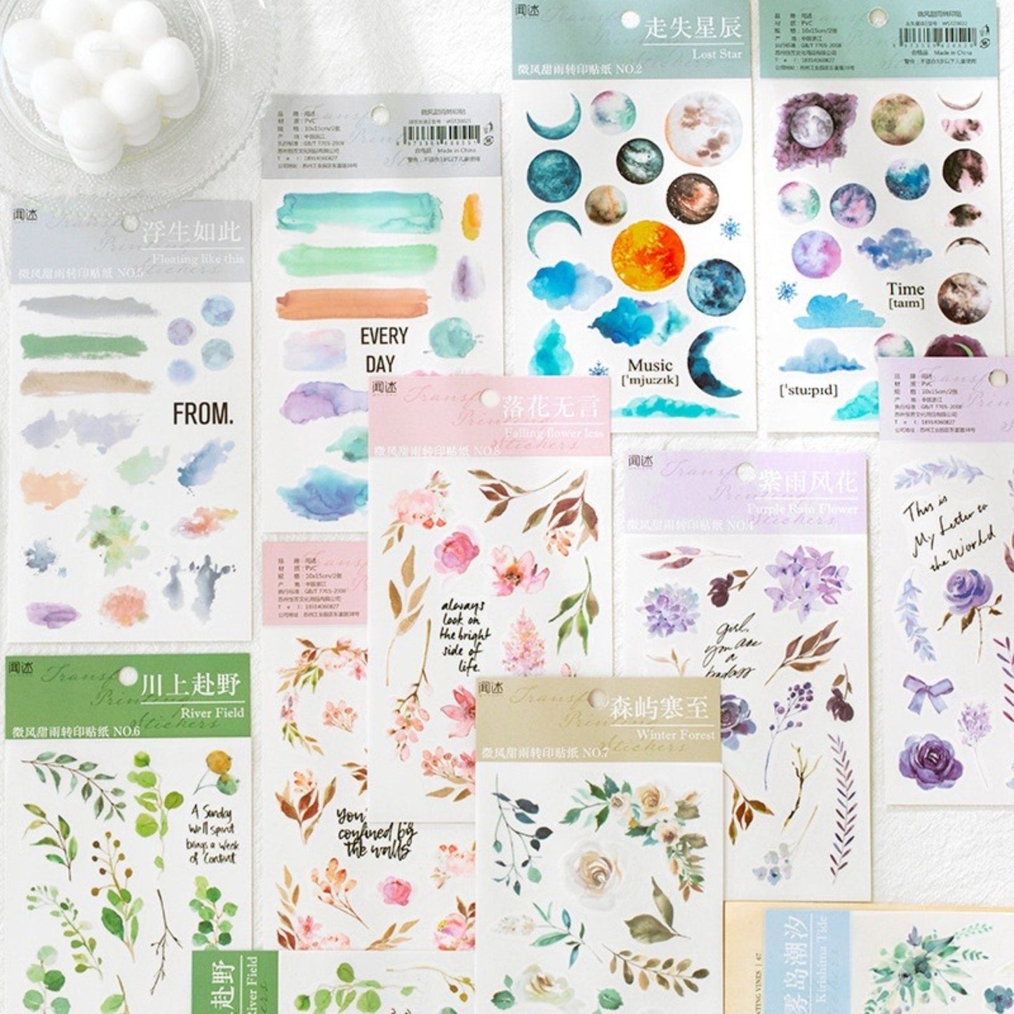 Wenshu 2 Sheets Rub-on Stickers